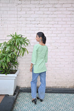 Load image into Gallery viewer, Mint Green Elegance – Breezy Kurti Style for Effortless Chic