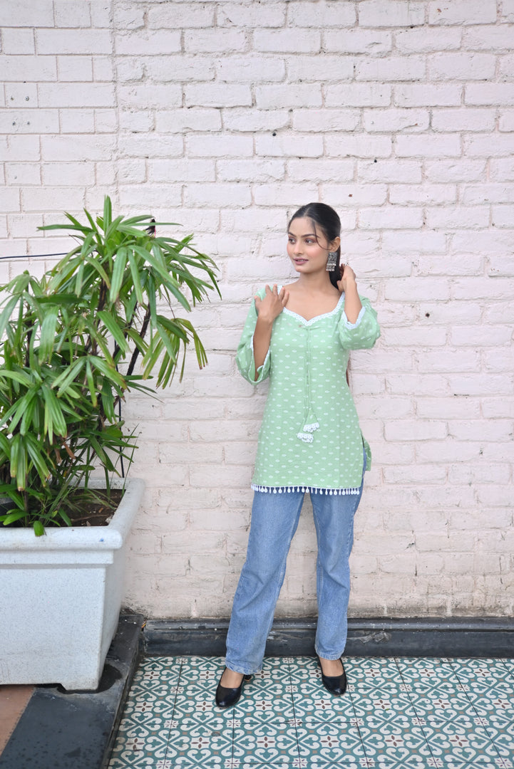 Mint Green Elegance – Breezy Kurti Style for Effortless Chic
