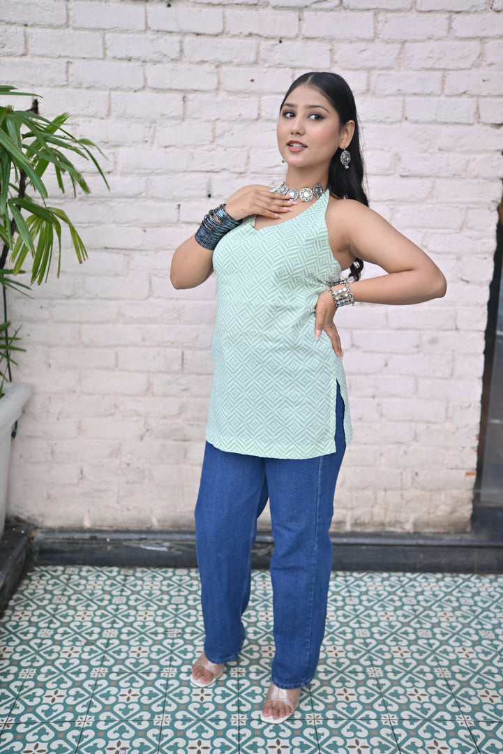 Floral  full sleeve shape V nack-Printed Tops set of 2 combo pack