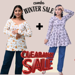 Load image into Gallery viewer, Floral  full sleeve shape V nack-Printed Tops set of 2 combo pack
